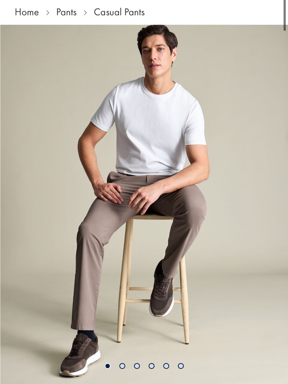 Men's Casual Straight-Leg Pants in Taupe 38x30 Charles Tyrwhitt